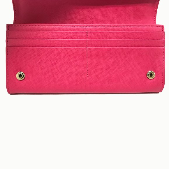 Tory Burch Robinson Pink Saffiano Leather Wallet - Picture 3 of 8